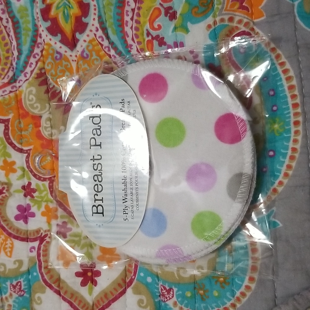 Washable breast pads, multi colored polka dots